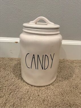 Rae Dunn White Ceramic Candy Canister with Lid - No Chips Cracks or Crazing